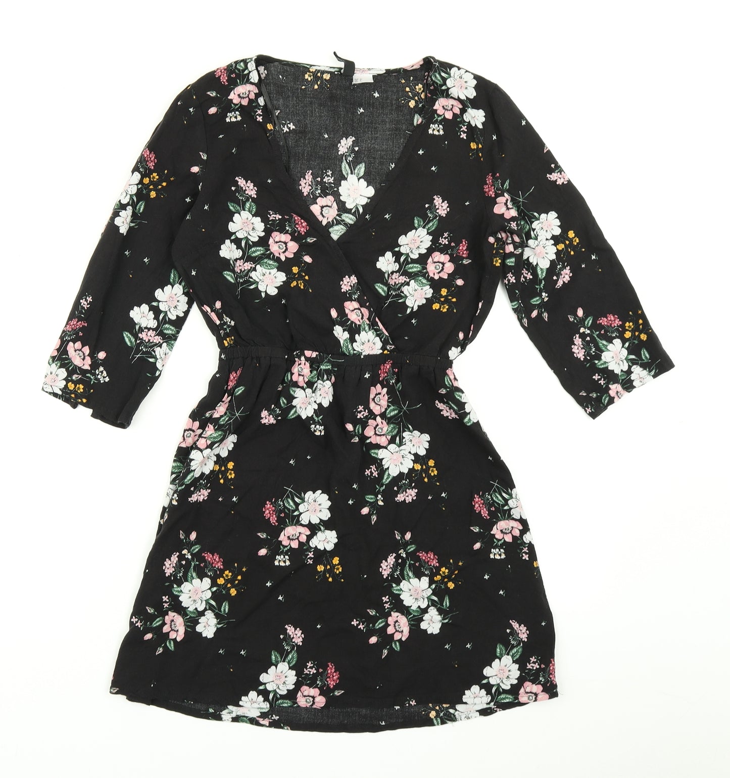 Divided Womens Black Floral  Skater Dress  Size 6