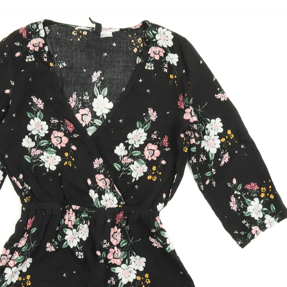 Divided Womens Black Floral  Skater Dress  Size 6