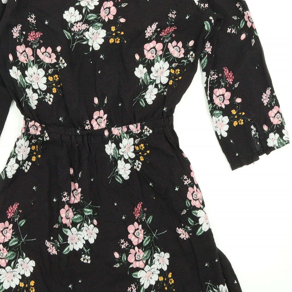 Divided Womens Black Floral  Skater Dress  Size 6