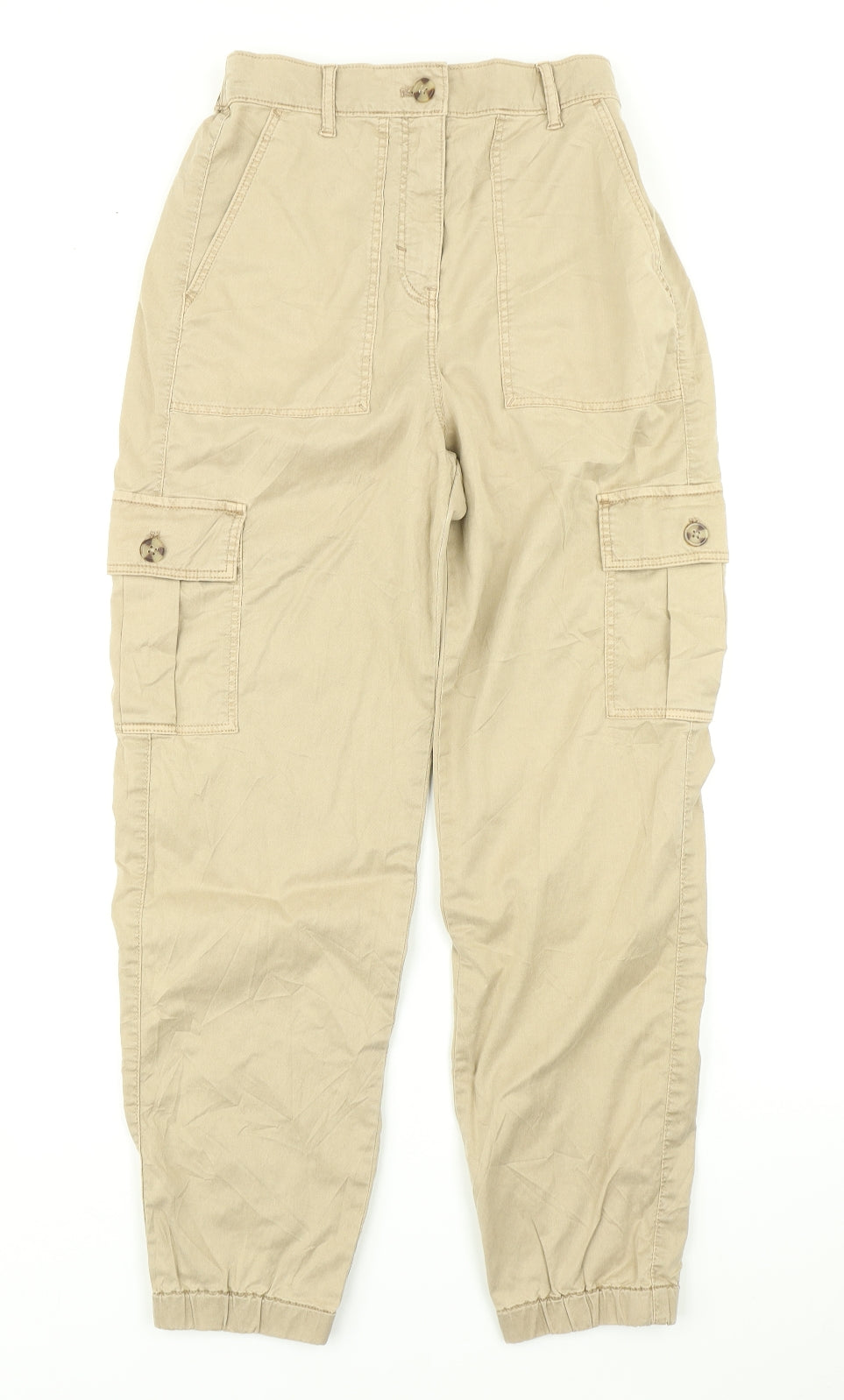 M&S Collection Womens Brown   Cargo Trousers Size 6 L26 in