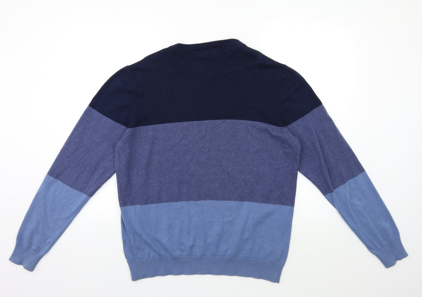 Firetrap Mens Blue Striped Knit Pullover Jumper Size L