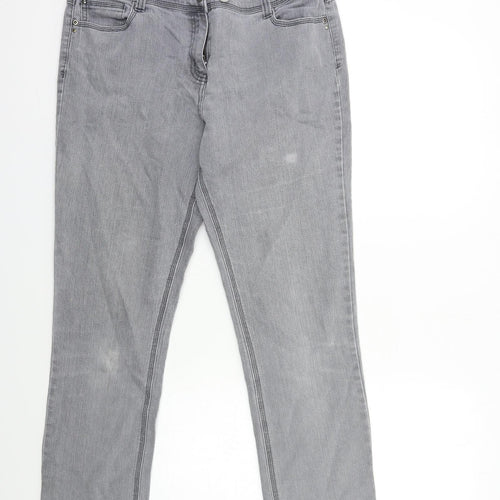Preworn Womens Grey  Denim Tapered Jeans Size 14 L28 in