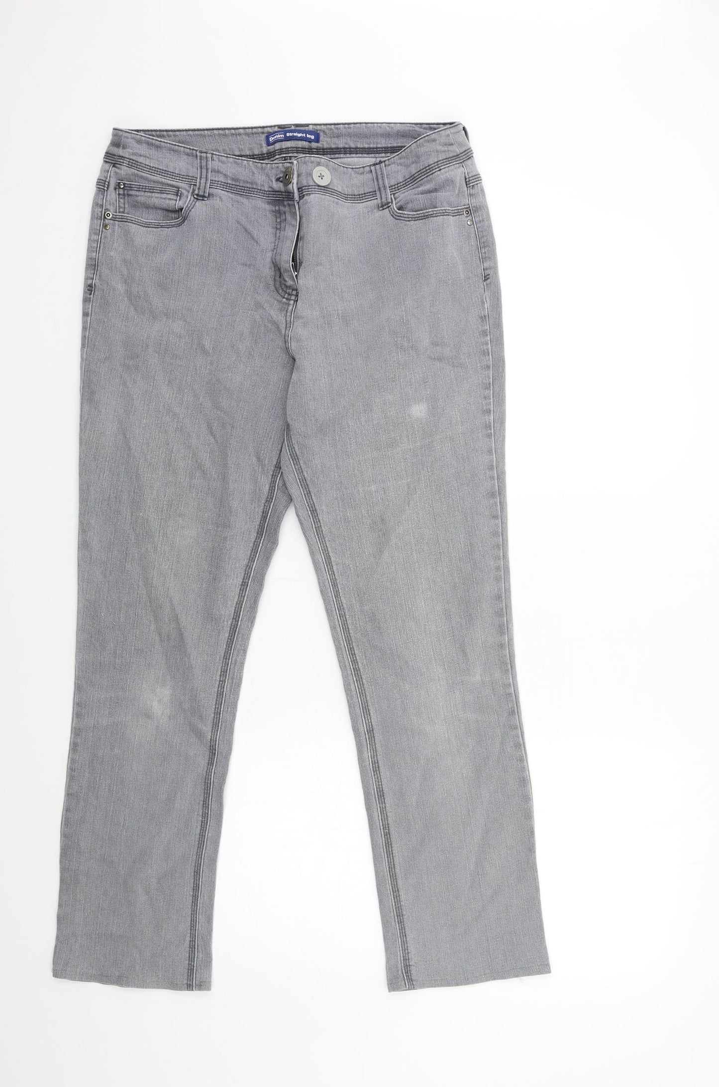 Preworn Womens Grey  Denim Tapered Jeans Size 14 L28 in