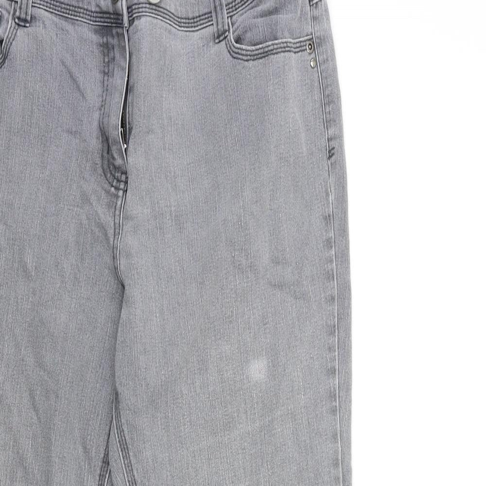 Preworn Womens Grey  Denim Tapered Jeans Size 14 L28 in
