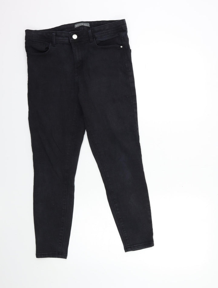 Denim & Co. Womens Black Denim Skinny Jeans Size 14 L25 in