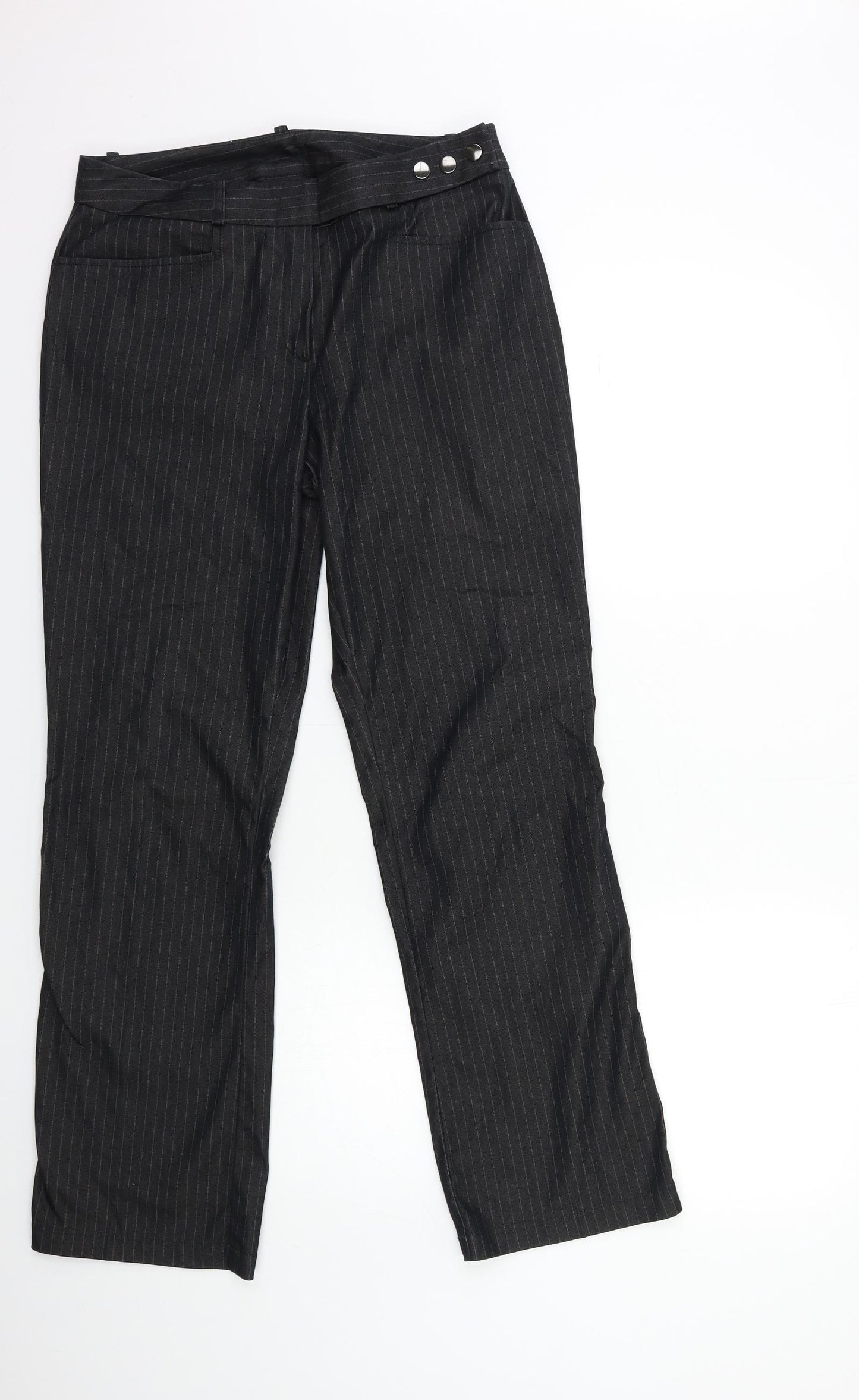 NEXT Womens Black Striped  Trousers  Size 12 L30 in