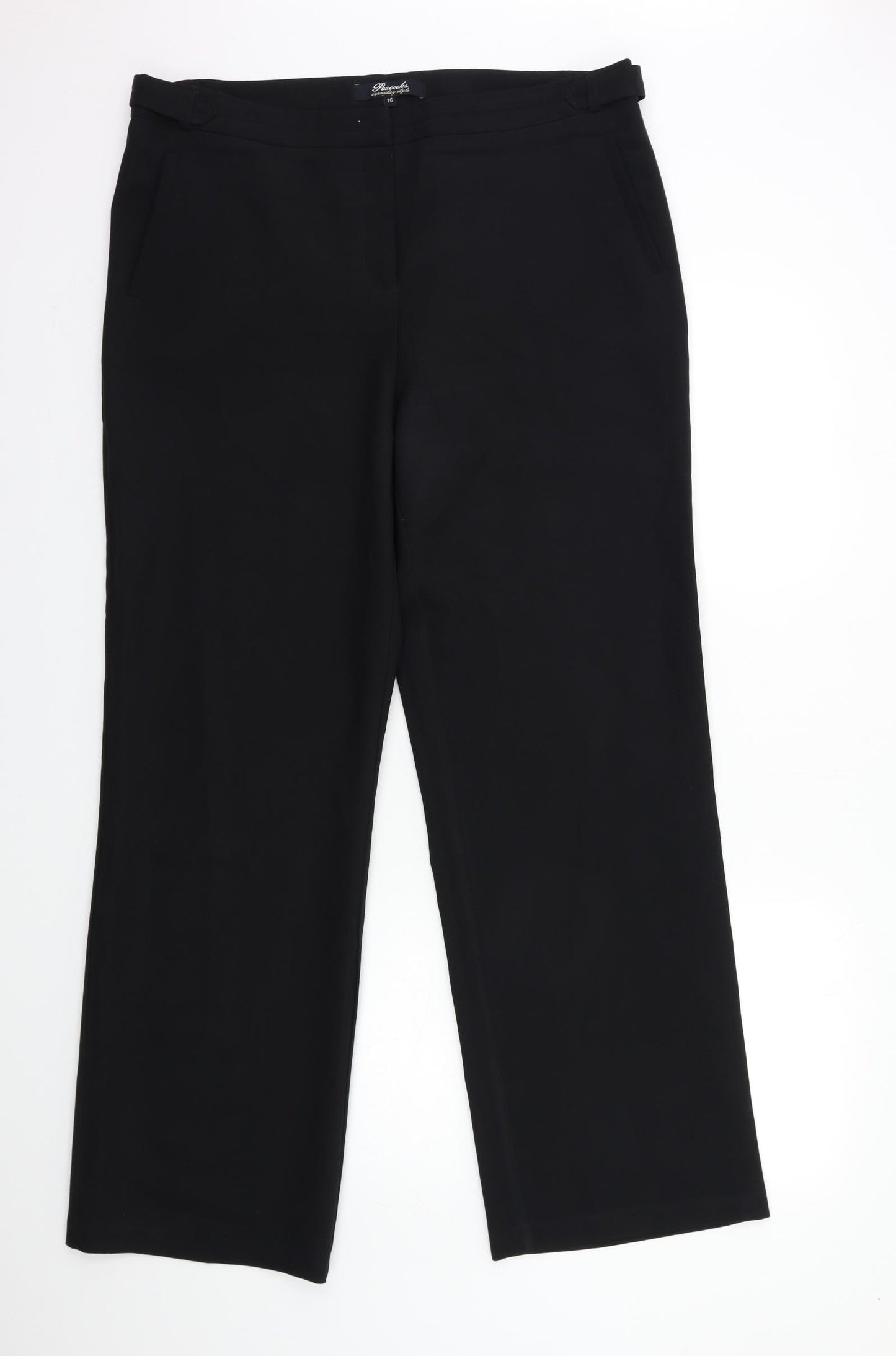 Peacocks Womens Black   Trousers  Size 16 L33 in