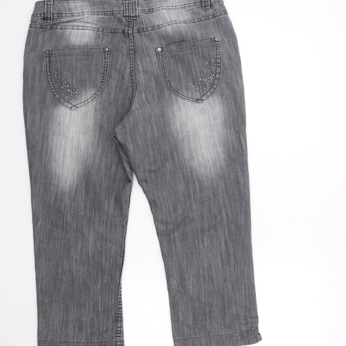 M&Co Womens Grey  Denim Cropped Jeans Size 16 L25 in