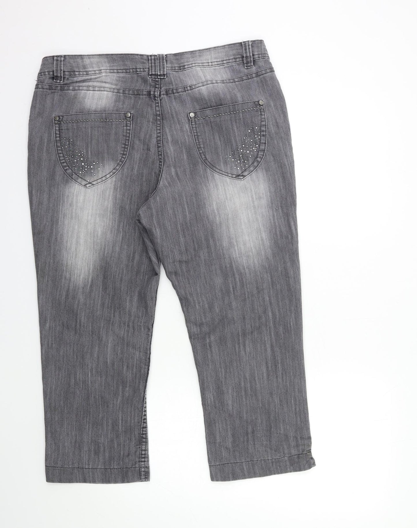 M&Co Womens Grey  Denim Cropped Jeans Size 16 L25 in
