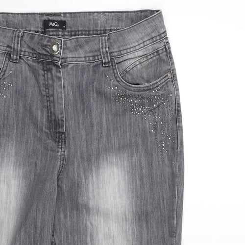 M&Co Womens Grey  Denim Cropped Jeans Size 16 L25 in