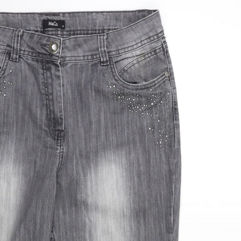 M&Co Womens Grey  Denim Cropped Jeans Size 16 L25 in