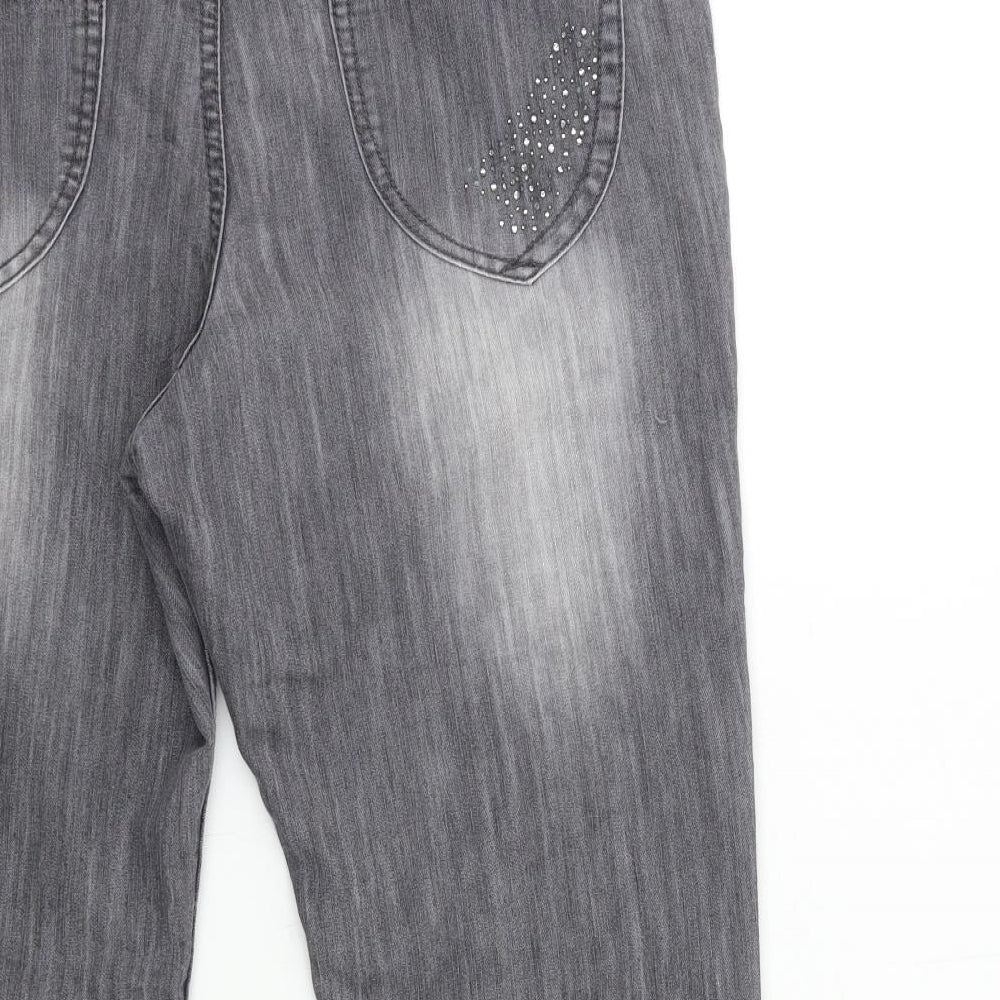 M&Co Womens Grey  Denim Cropped Jeans Size 16 L25 in