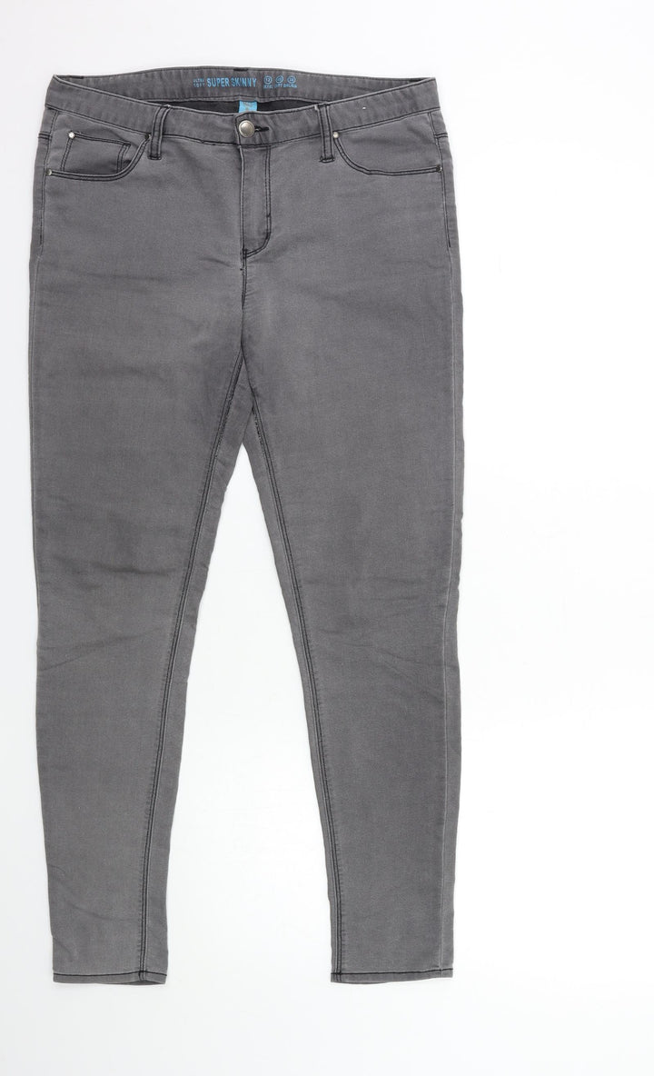 Denim & Co. Womens Grey Denim Skinny Jeans Size 12 L29 in