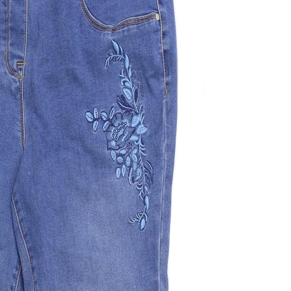 George Womens Blue Floral Denim Jegging Jeans Size 12 L29 in