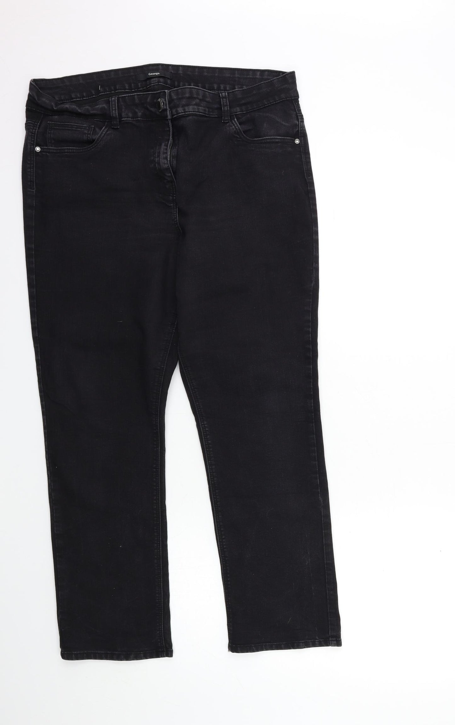 George Womens Black  Denim Straight Jeans Size 18 L28 in