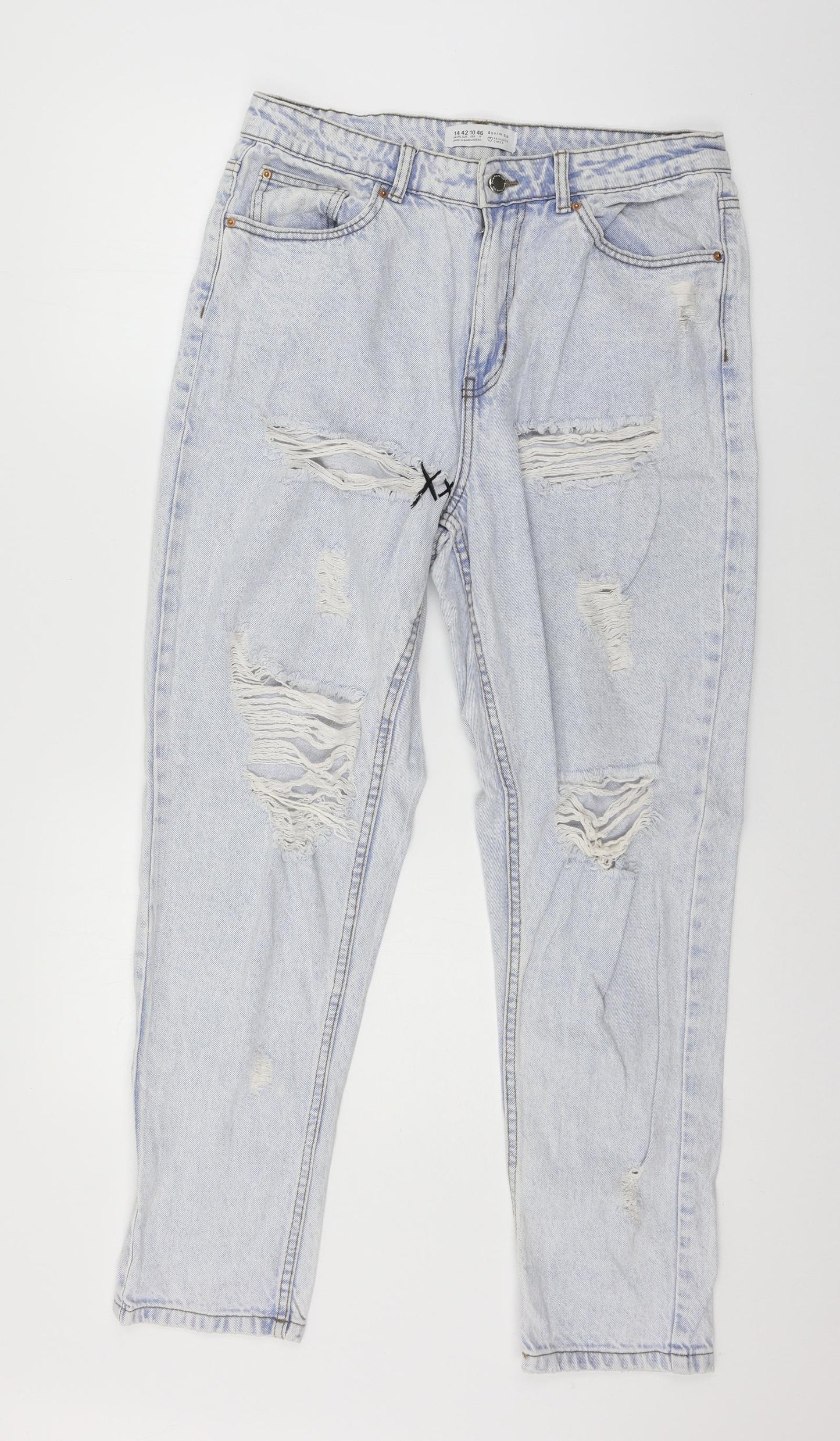 Denim & Co. Womens Blue  Denim Mom Jeans Size 14 L27 in