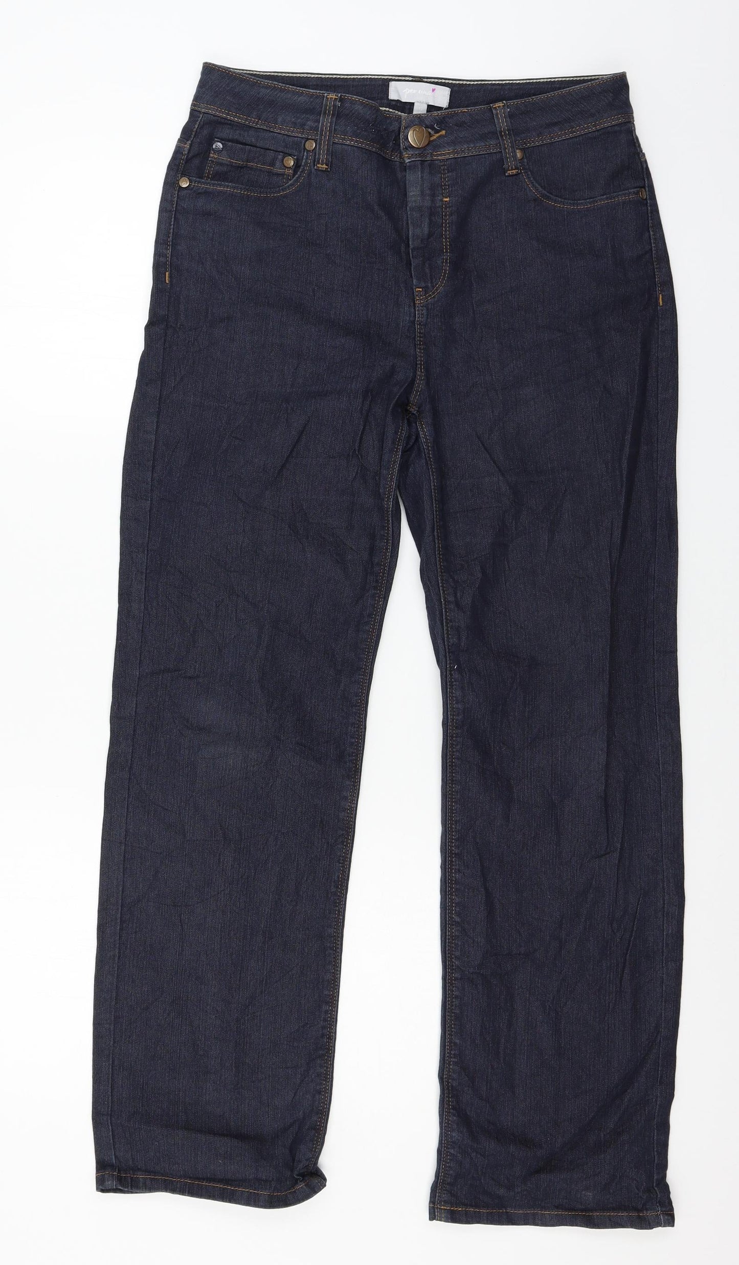 Per Una Womens Blue  Denim Straight Jeans Size 12 L28 in