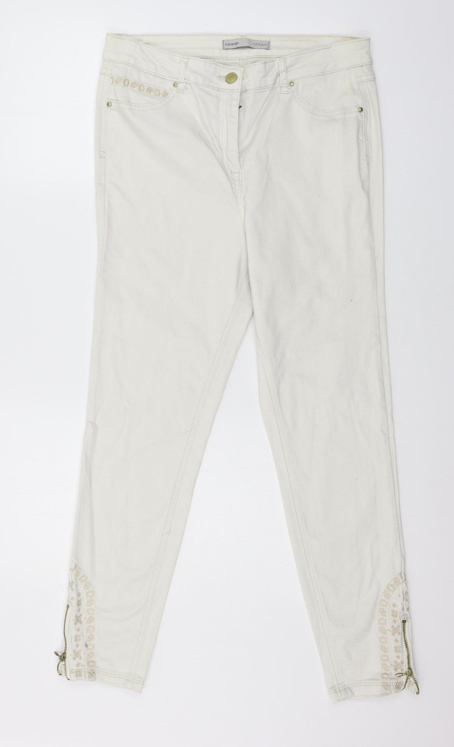 George Womens Ivory  Denim Skinny Jeans Size 14 L27 in