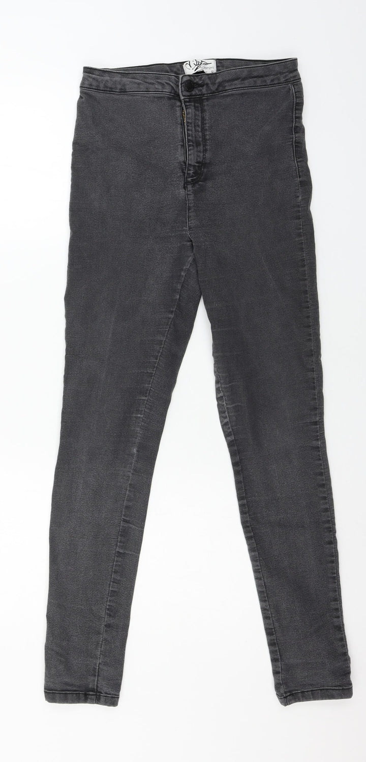 Miss Selfridge Womens Grey Denim Skinny Jeans Size 12 L29 in