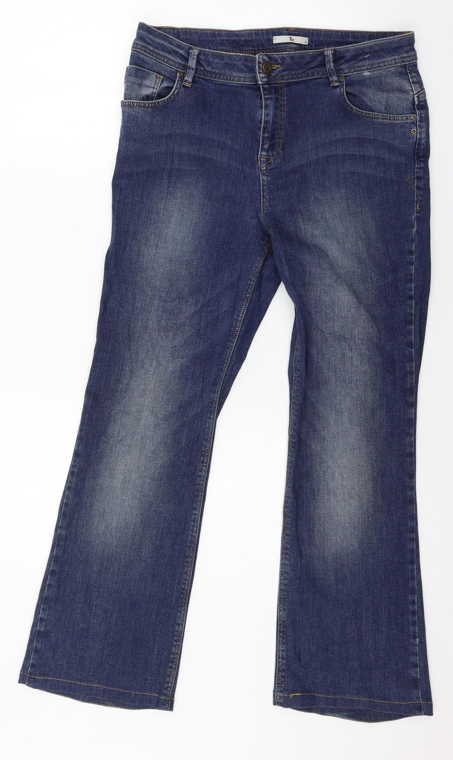 Denim & Co. Womens Blue  Denim Straight Jeans Size 14 L27 in