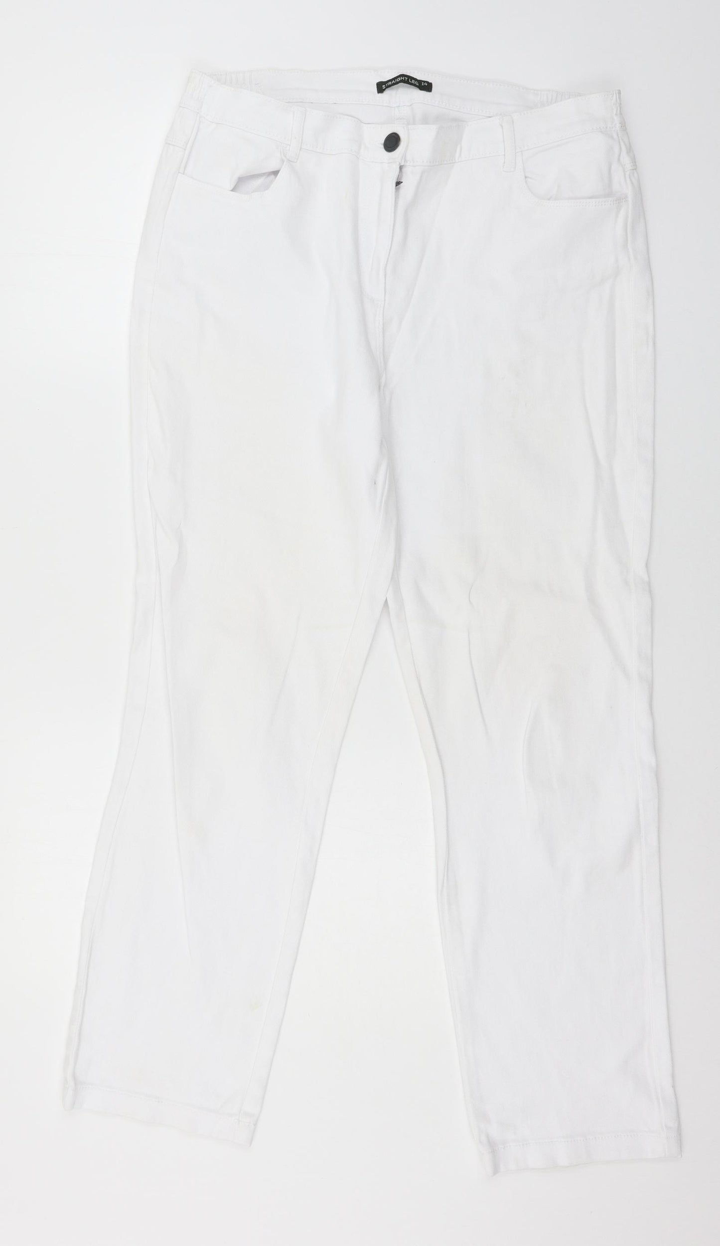 Bonmarché Womens White  Denim Straight Jeans Size 14 L27 in