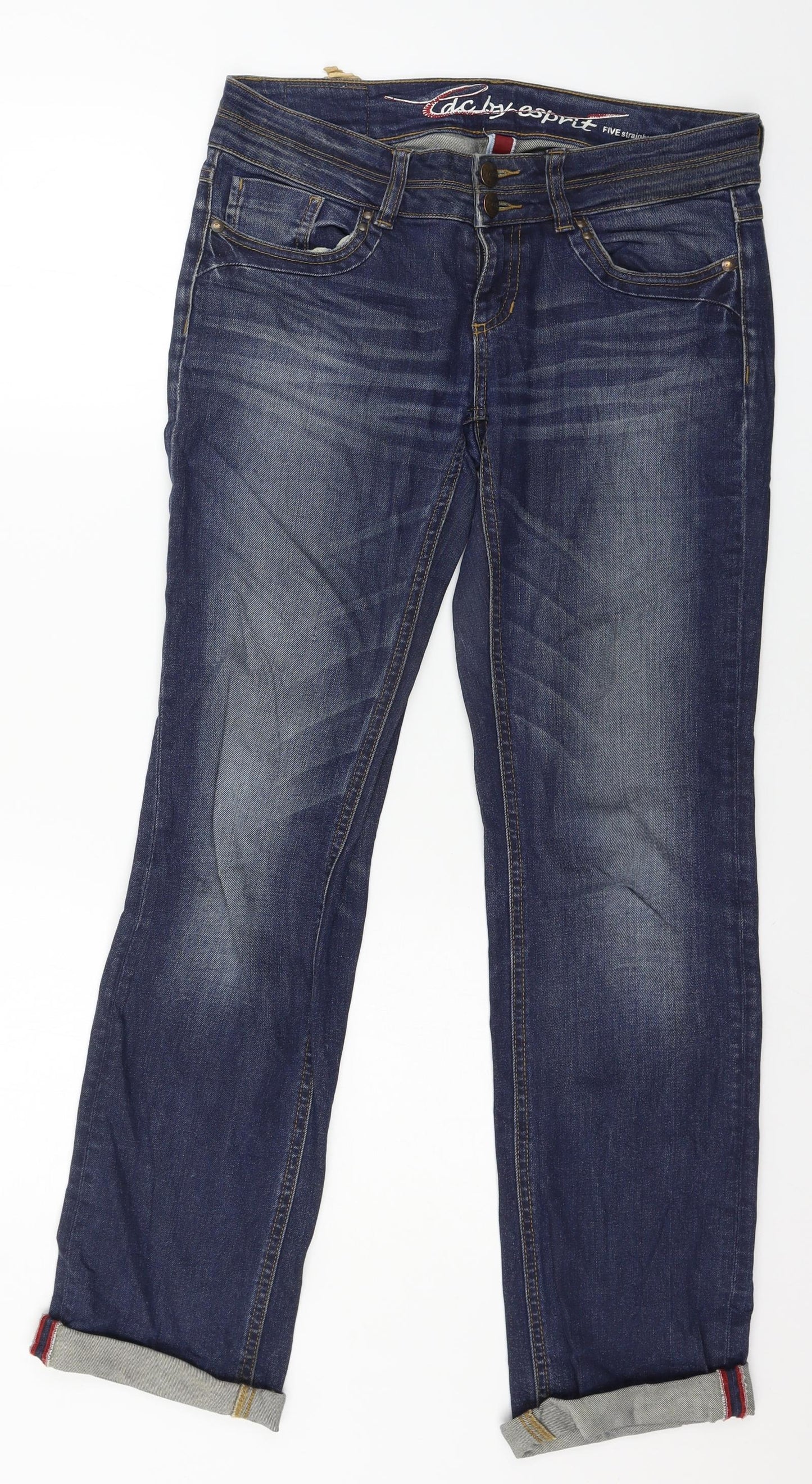EDC Womens Blue  Denim Straight Jeans Size 32 in L29 in