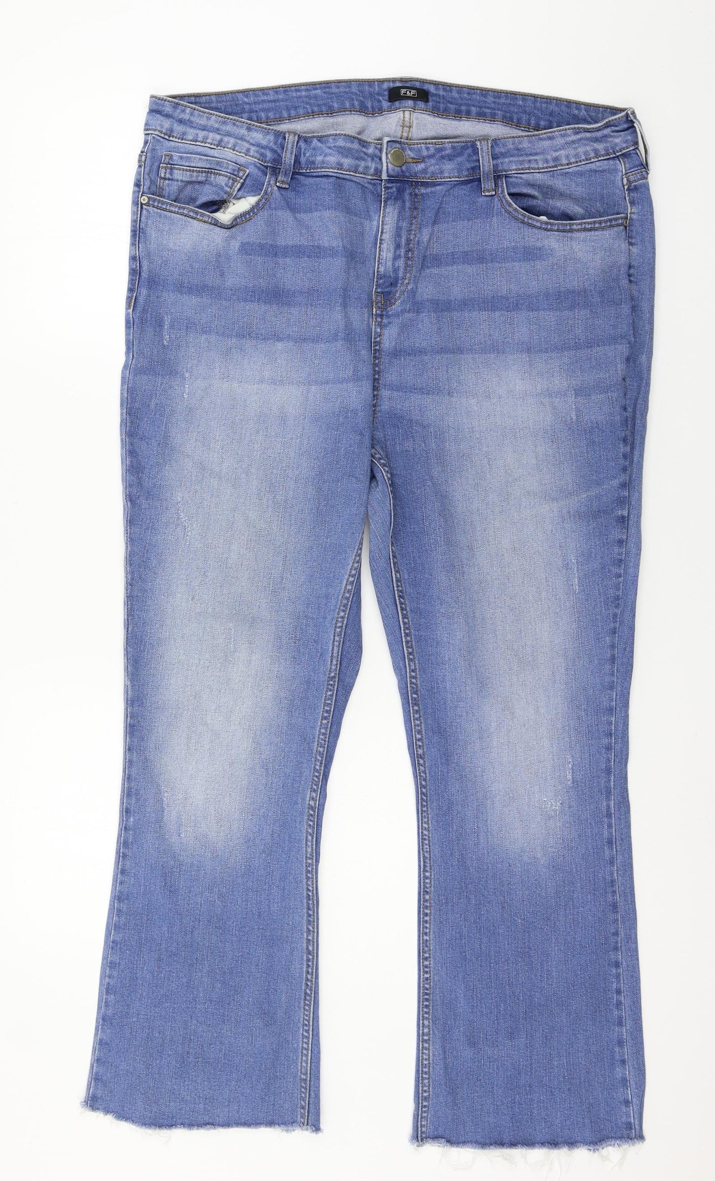 F&F Womens Blue  Denim Straight Jeans Size 20 L26 in
