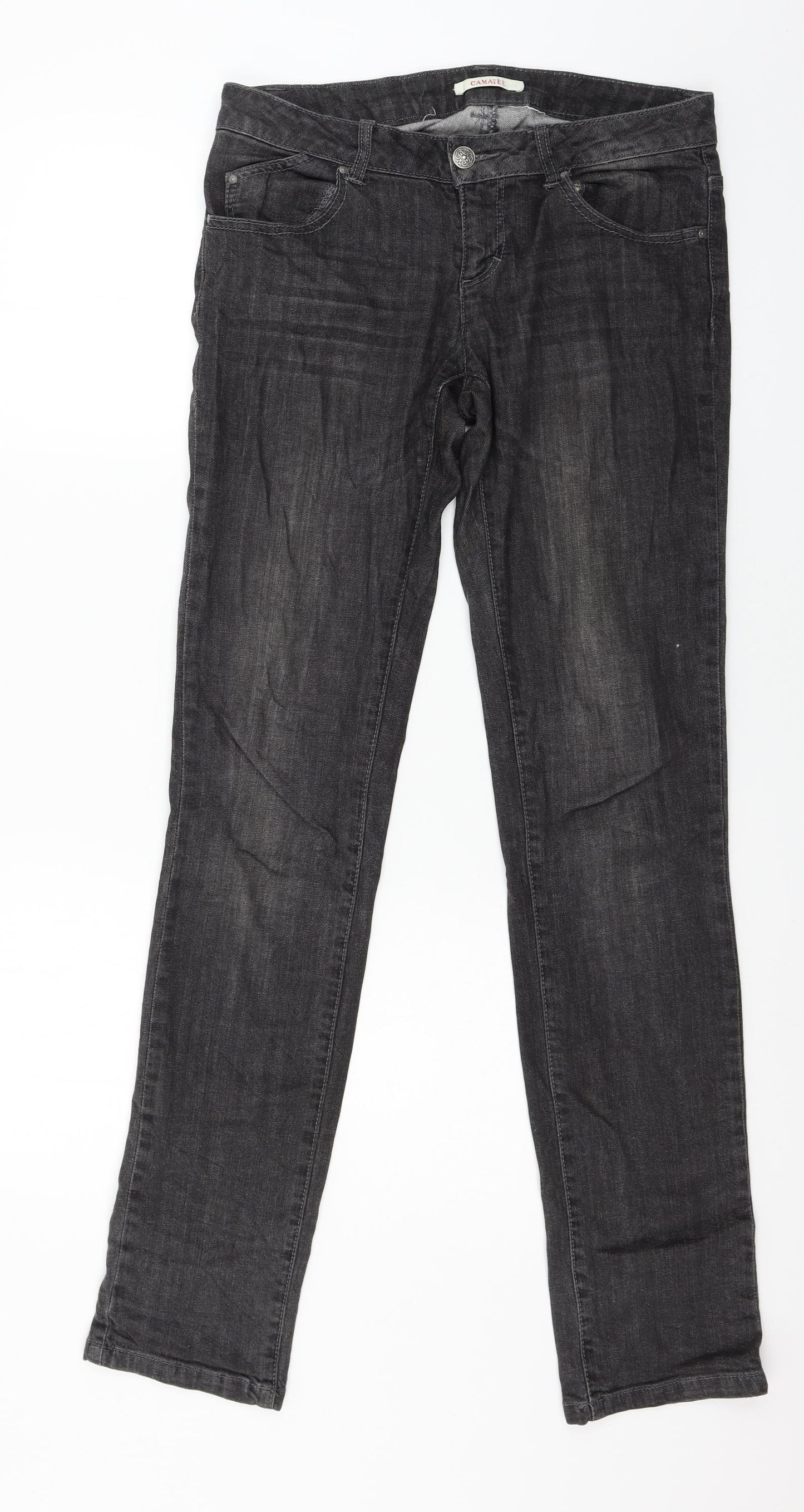 Camaieu Womens Grey  Denim Straight Jeans Size 32 in L32 in