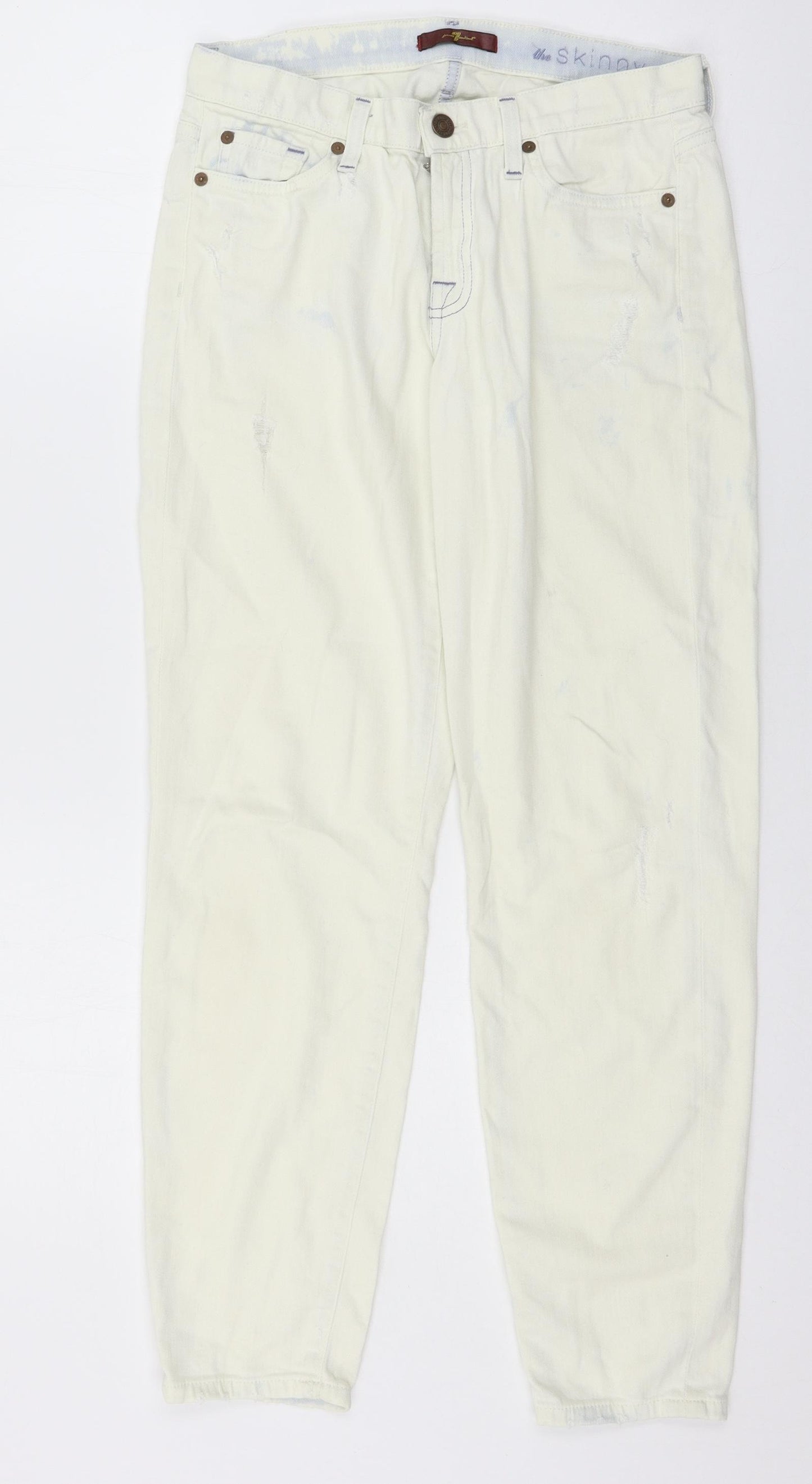 7 For All Mankind Womens Ivory  Denim Mom Jeans Size 27 in L27 in