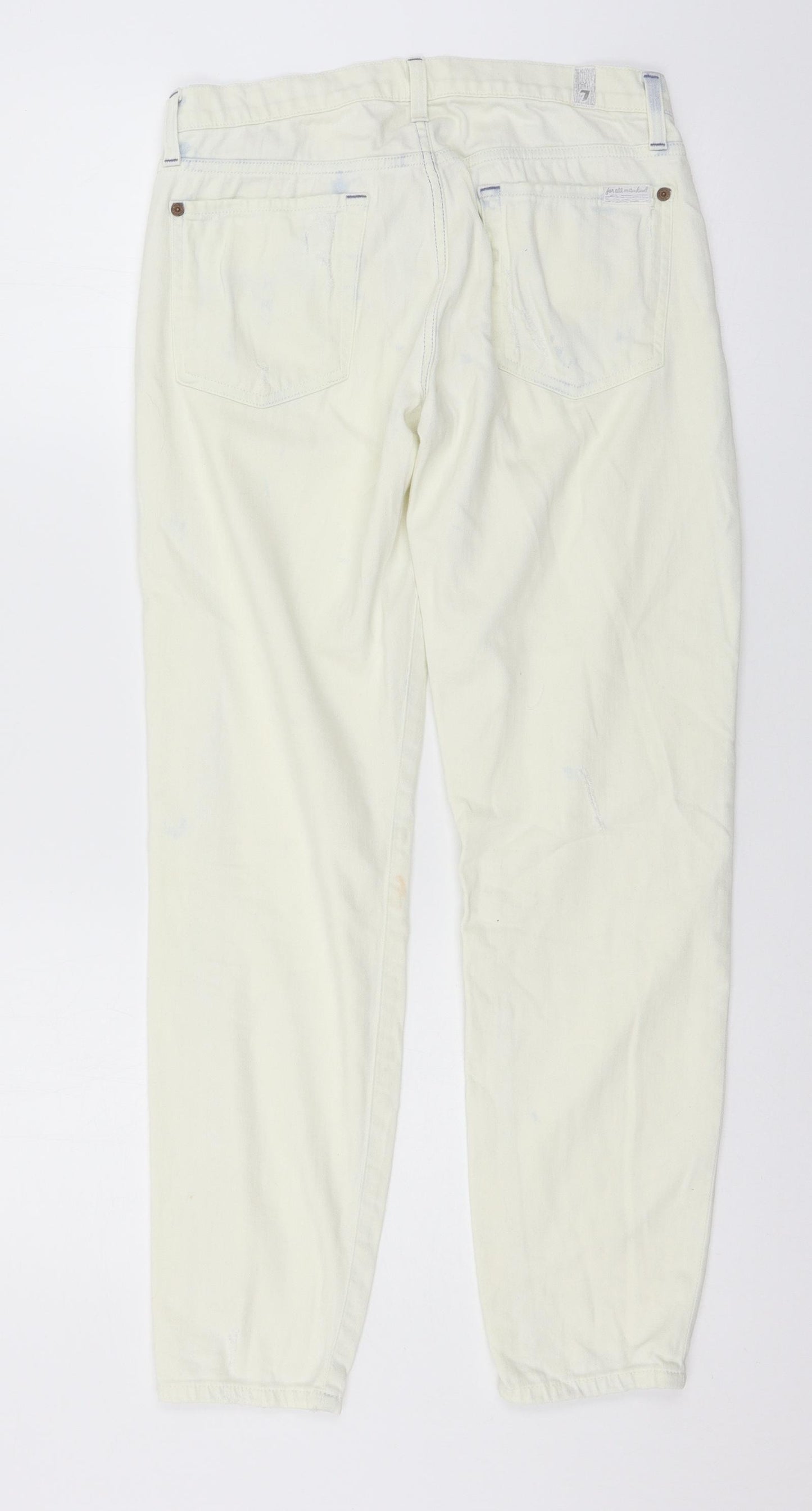 7 For All Mankind Womens Ivory  Denim Mom Jeans Size 27 in L27 in