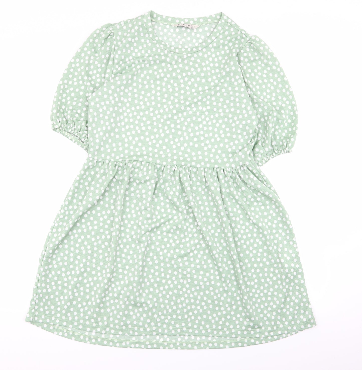 Stradivarius Womens Green Polka Dot  Fit & Flare  Size 10