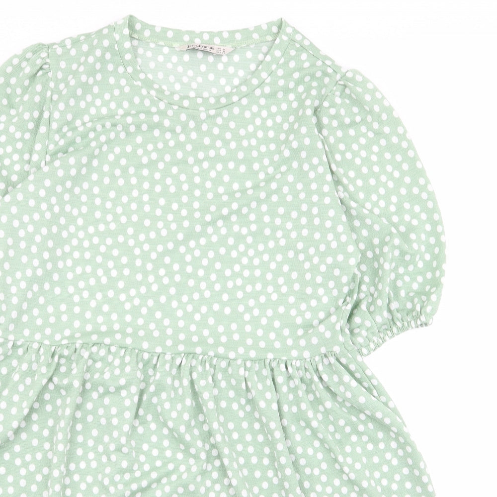 Stradivarius Womens Green Polka Dot  Fit & Flare  Size 10