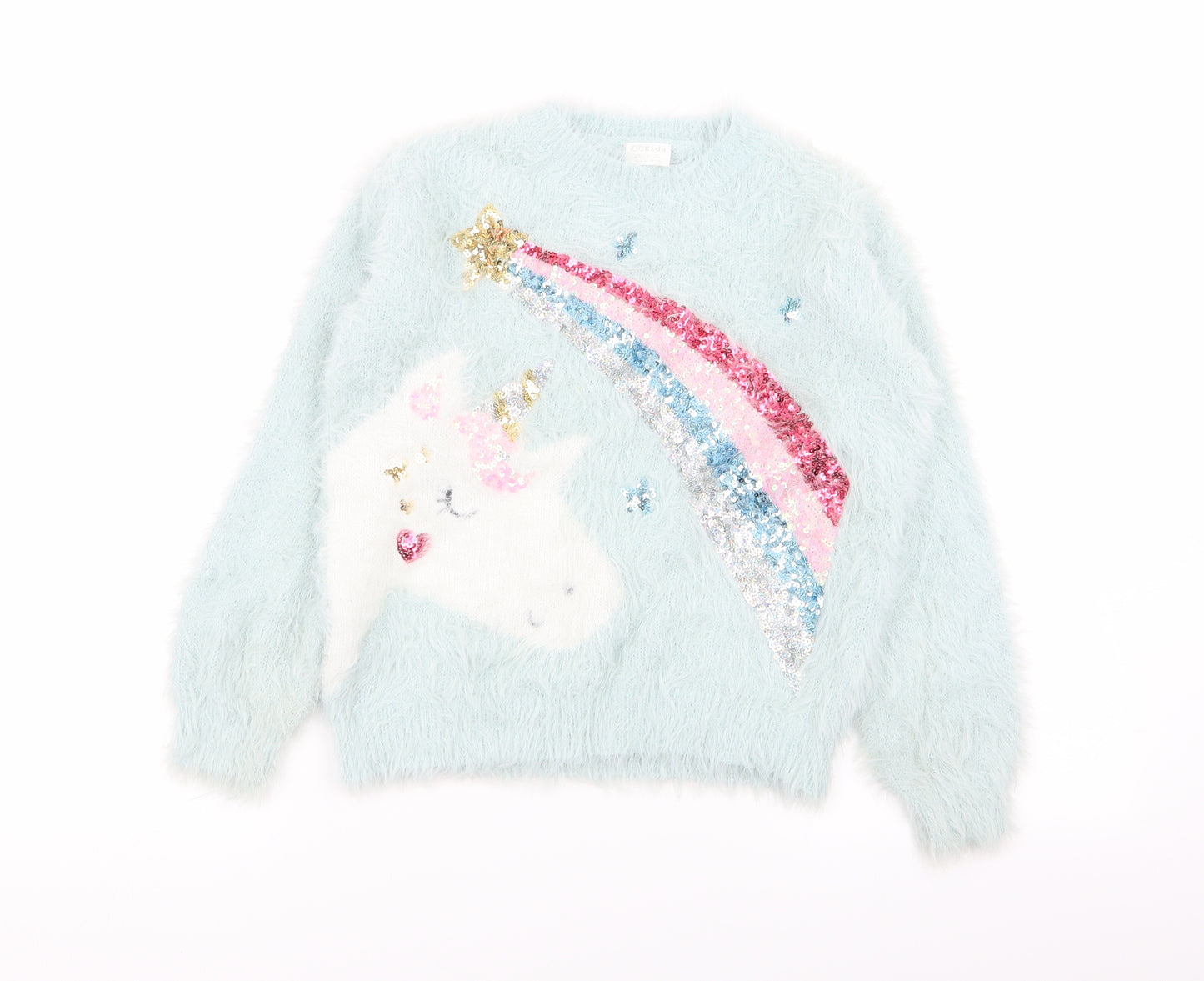 F&F Girls Green   Pullover Jumper Size 8-9 Years