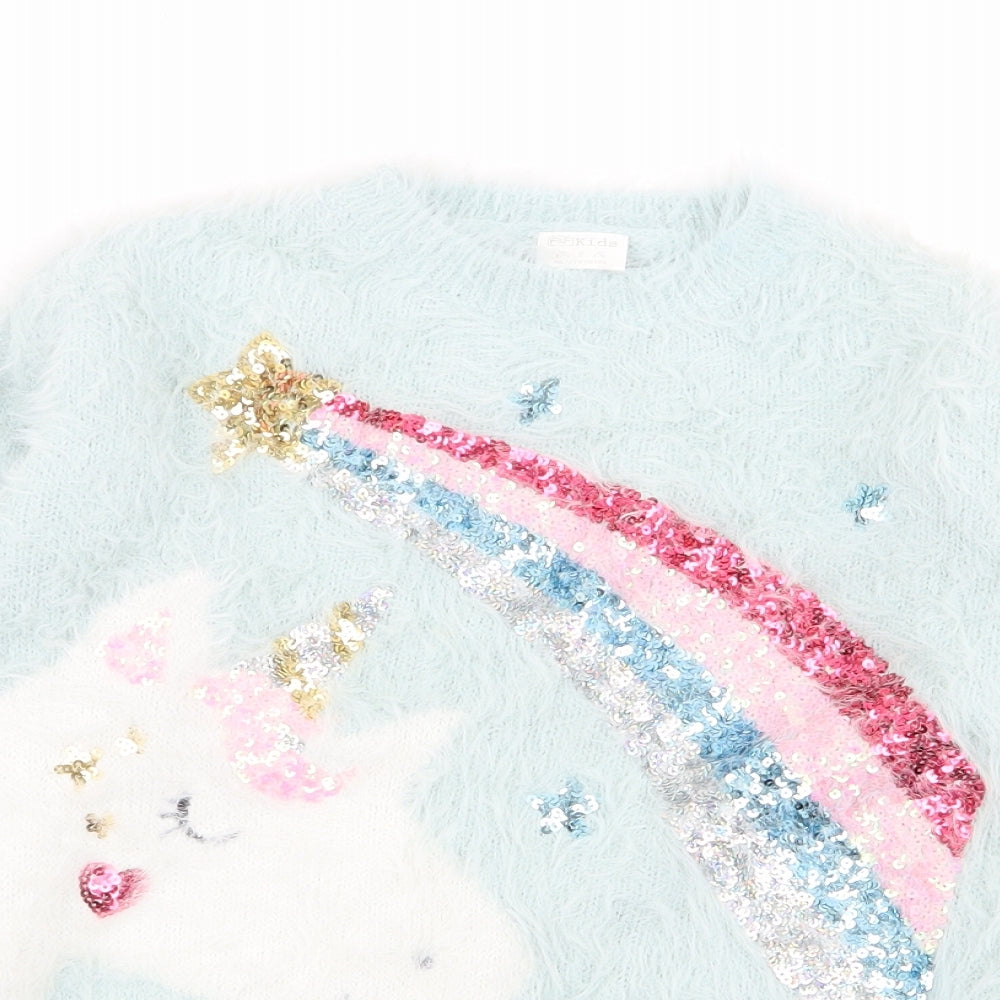 F&F Girls Green   Pullover Jumper Size 8-9 Years