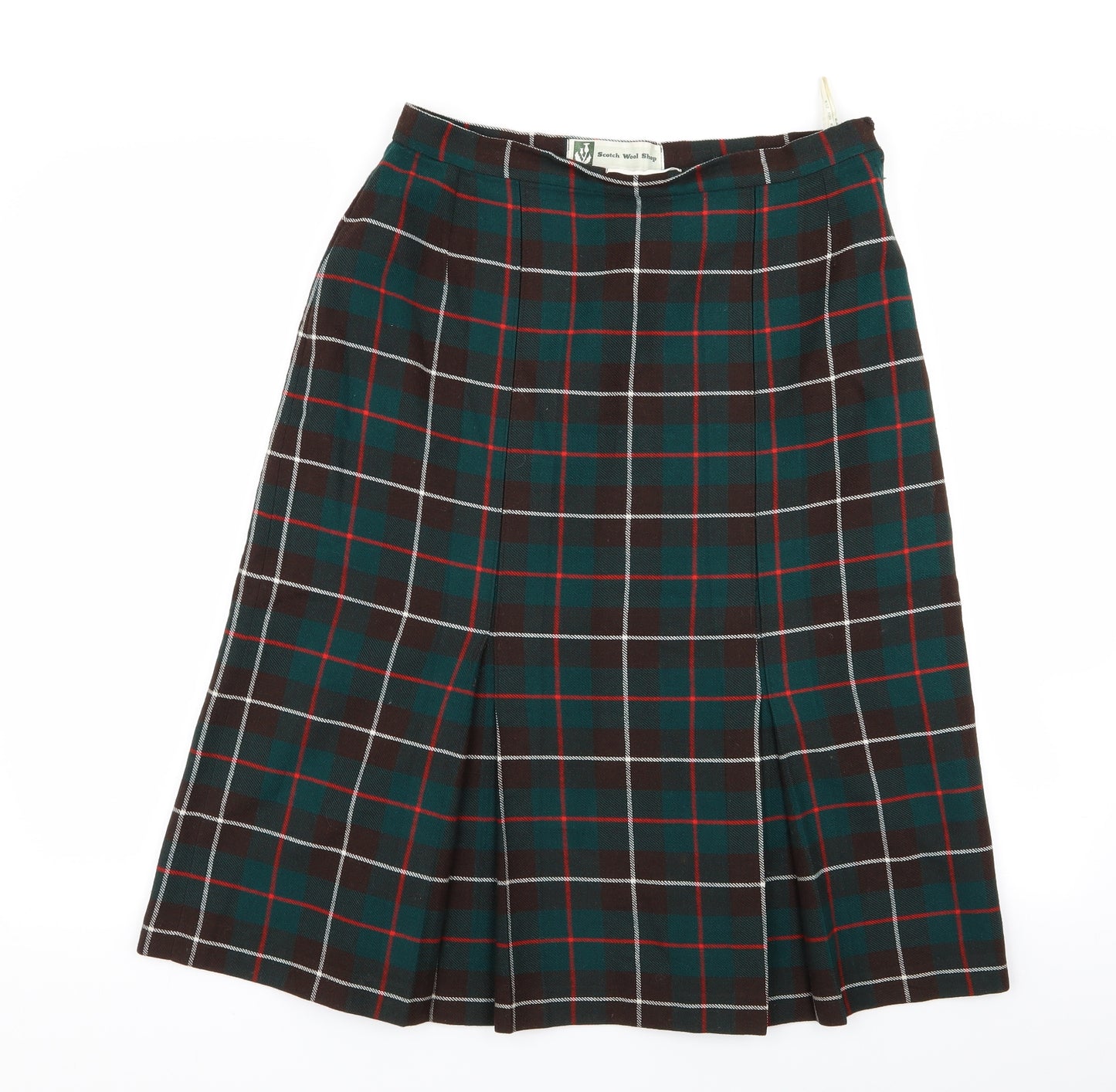 scotch wool shop Womens Multicoloured Check  Pleated Skirt Size 30 in