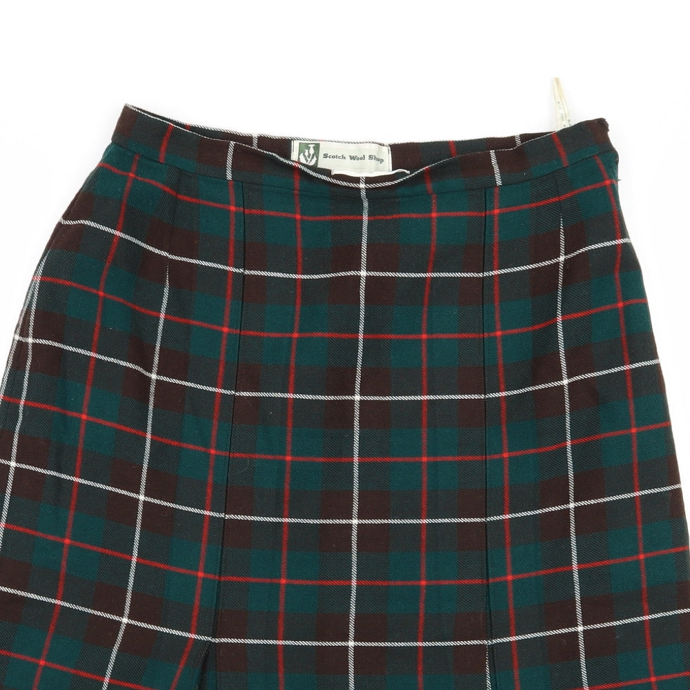 scotch wool shop Womens Multicoloured Check  Pleated Skirt Size 30 in