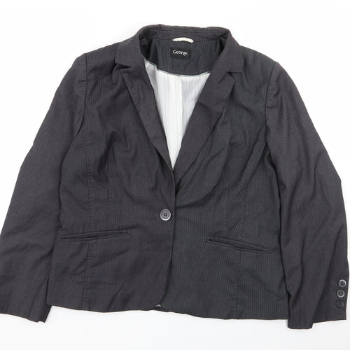 Asda George Womens Grey Striped  Jacket Blazer Size 20