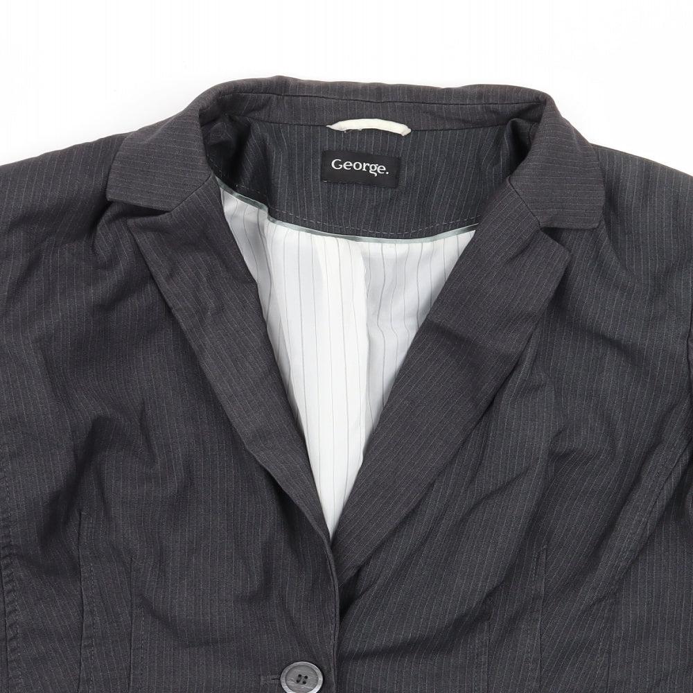 Asda George Womens Grey Striped  Jacket Blazer Size 20