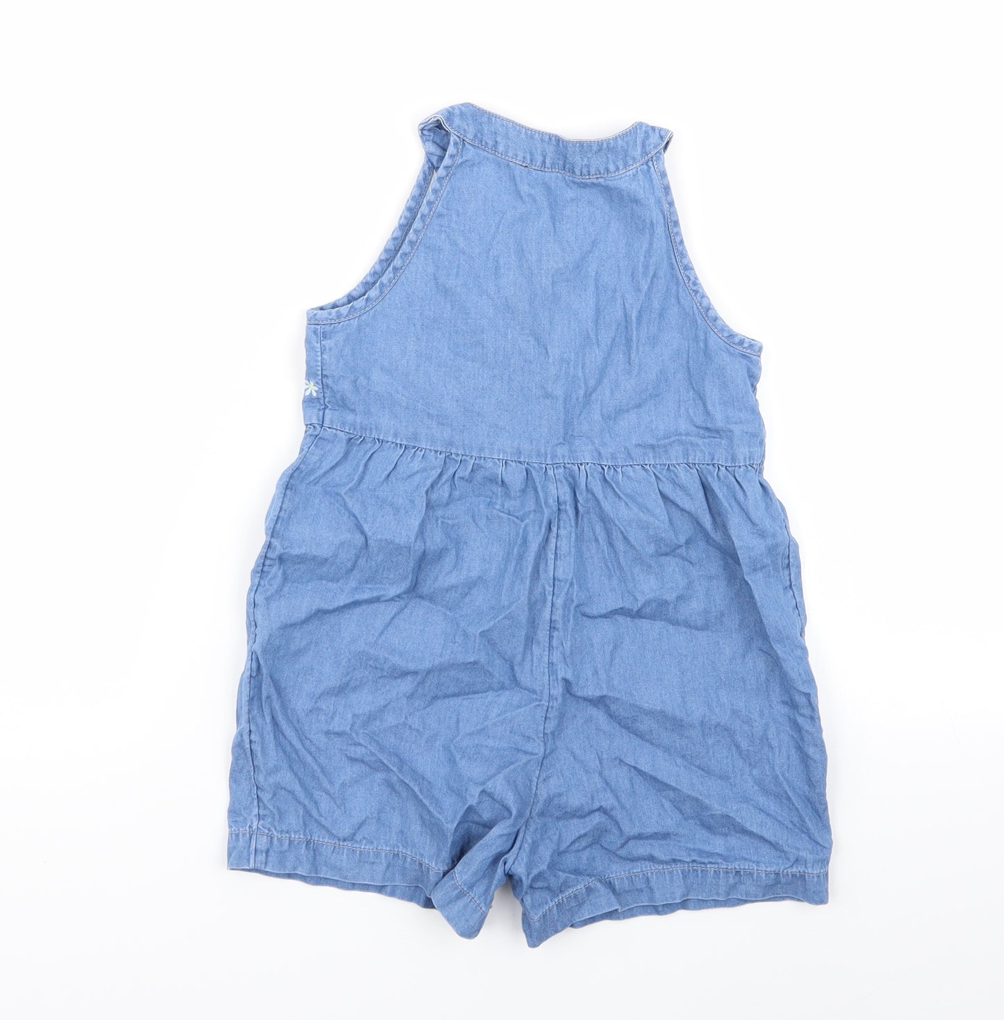 Asda George Girls Blue Floral  Playsuit One-Piece Size 3-4 Years