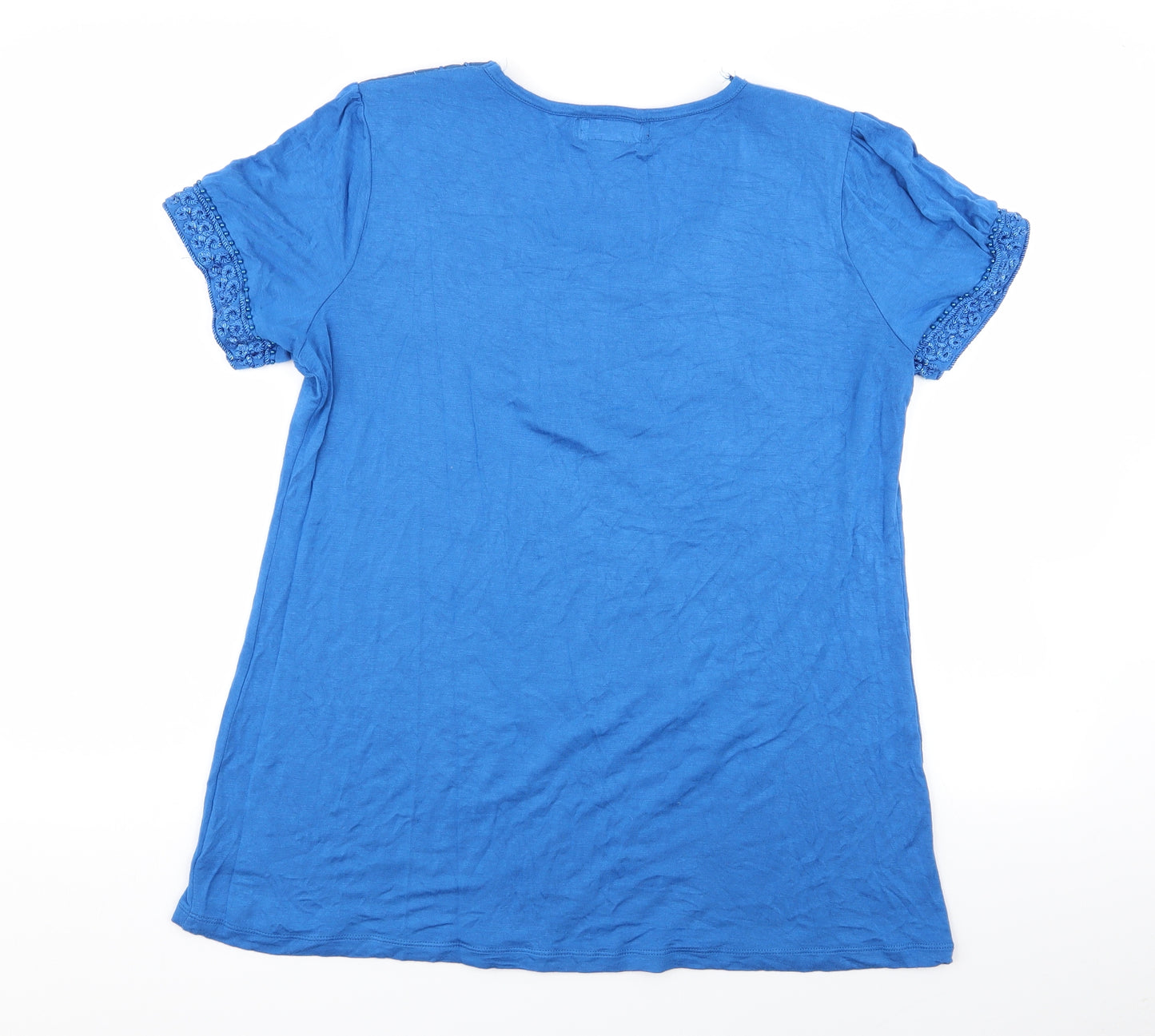 charlotte cold Womens Blue Geometric  Basic T-Shirt Size M