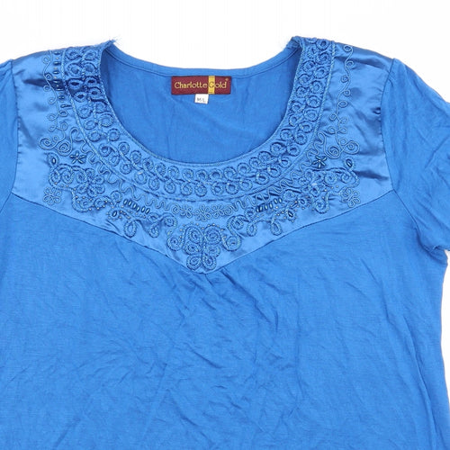 charlotte cold Womens Blue Geometric  Basic T-Shirt Size M
