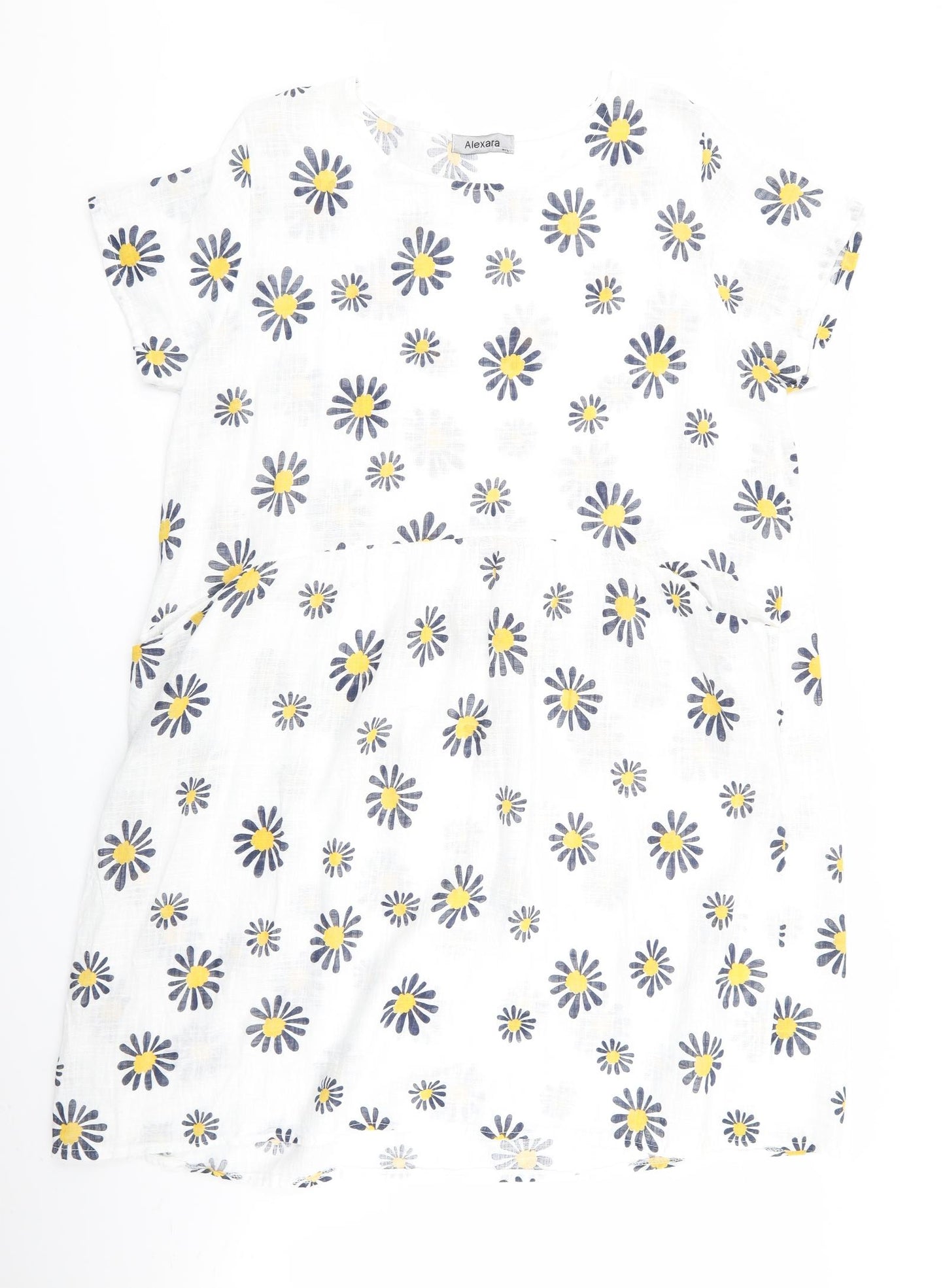 alexara Womens White Floral  A-Line  Size M