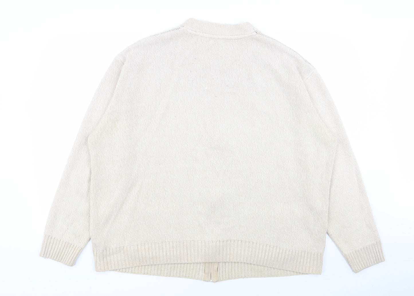 premier man Mens Beige Geometric  Full Zip Jumper Size XL