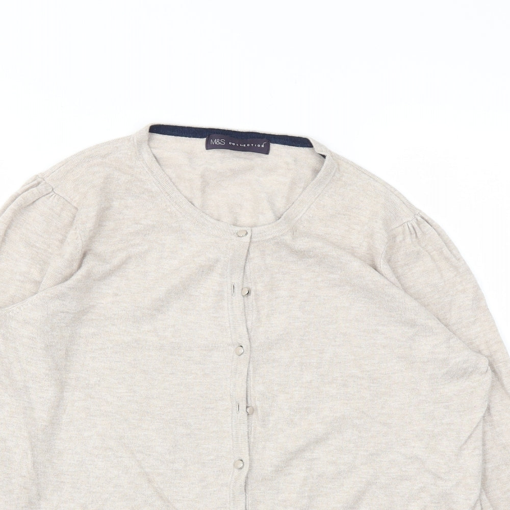 M&S Womens Beige   Cardigan Jumper Size 14