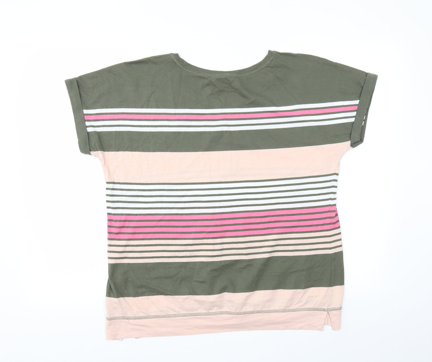 M&S Womens Multicoloured Striped  Basic T-Shirt Size 16