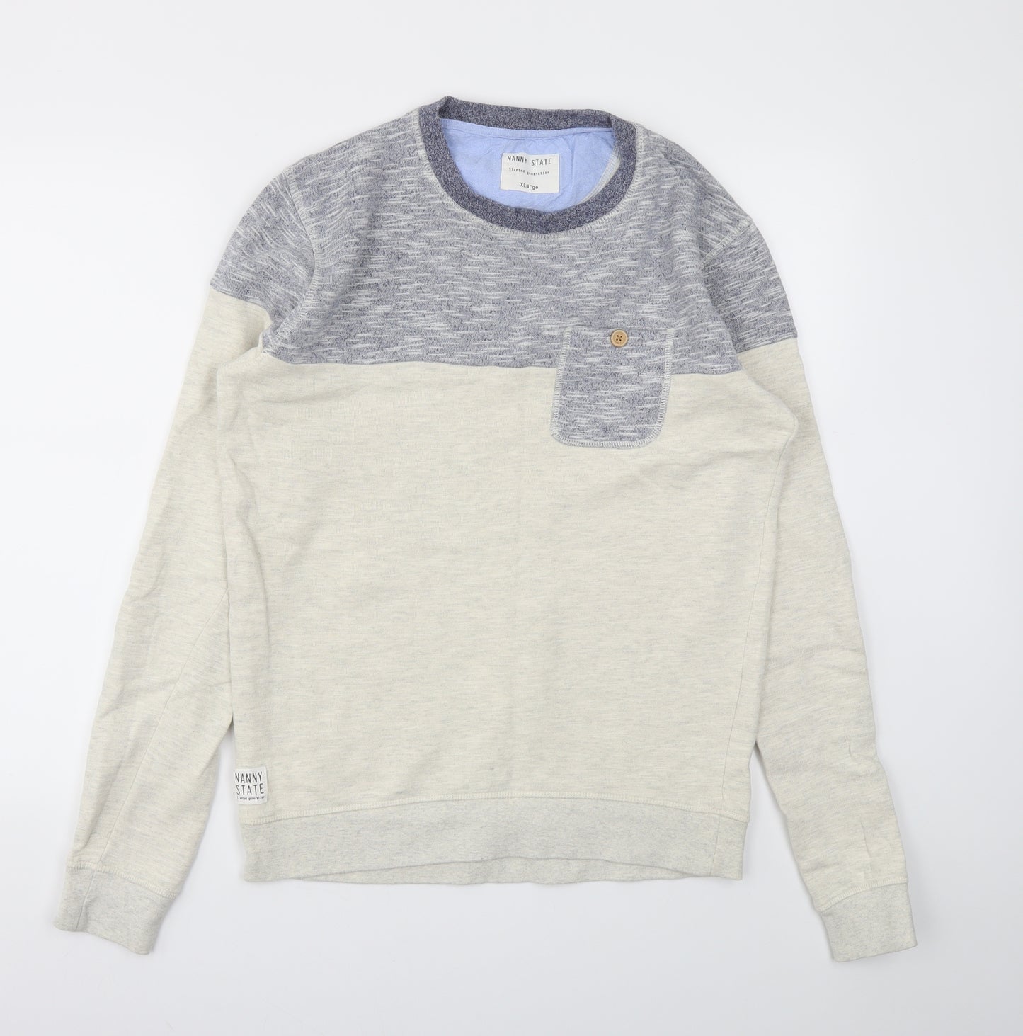 MANNY STATE  Mens Ivory   Pullover Sweatshirt Size XL