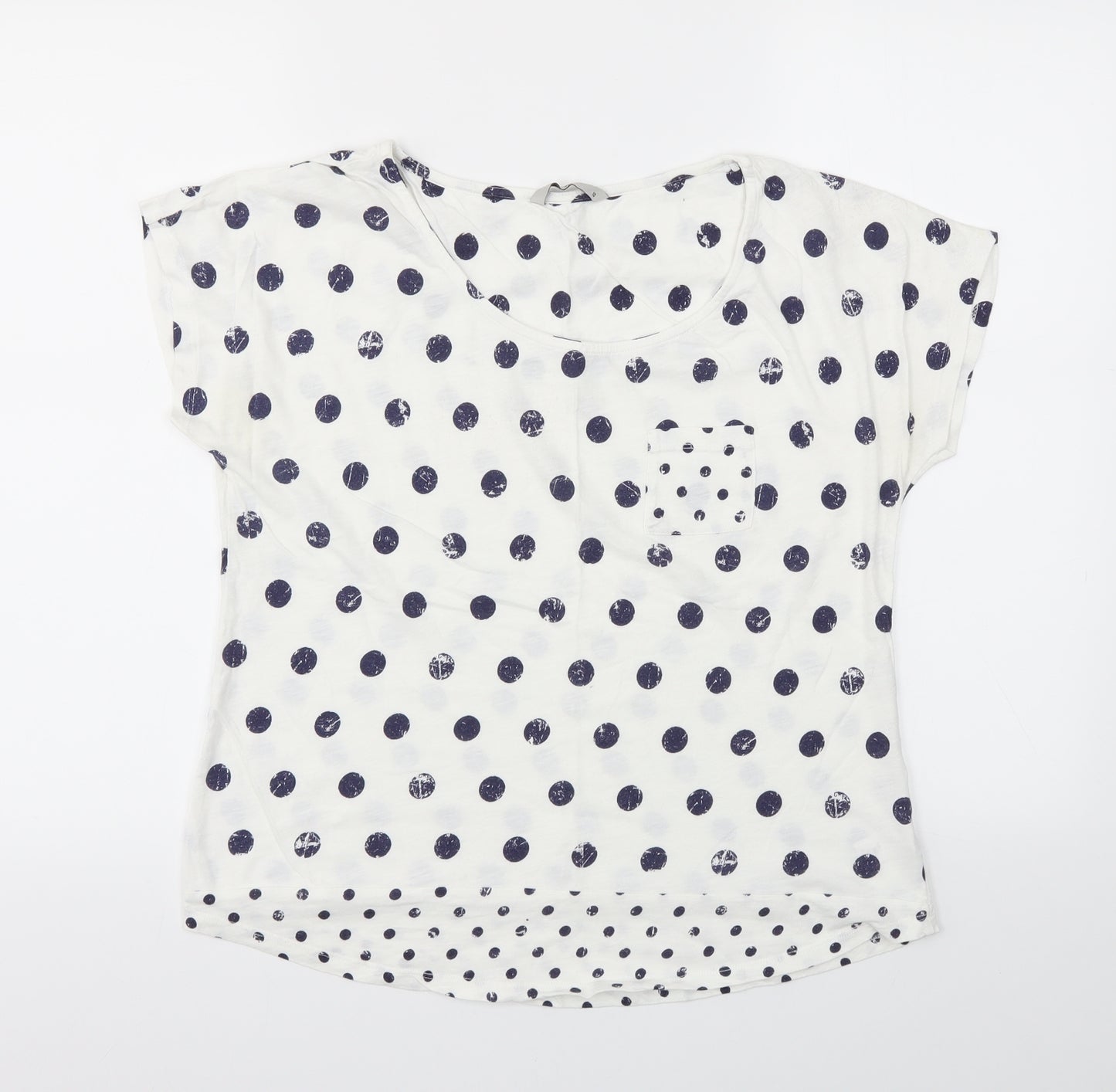 TU Womens Blue Polka Dot  Basic T-Shirt Size 10