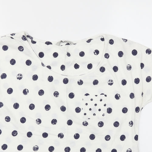 TU Womens Blue Polka Dot  Basic T-Shirt Size 10