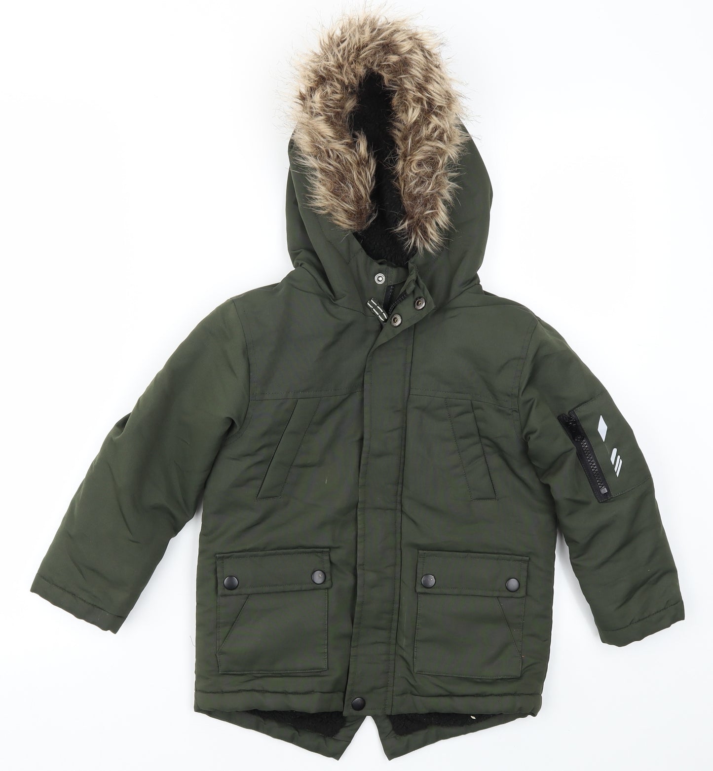Primark Boys Green   Basic Coat Coat Size 4-5 Years