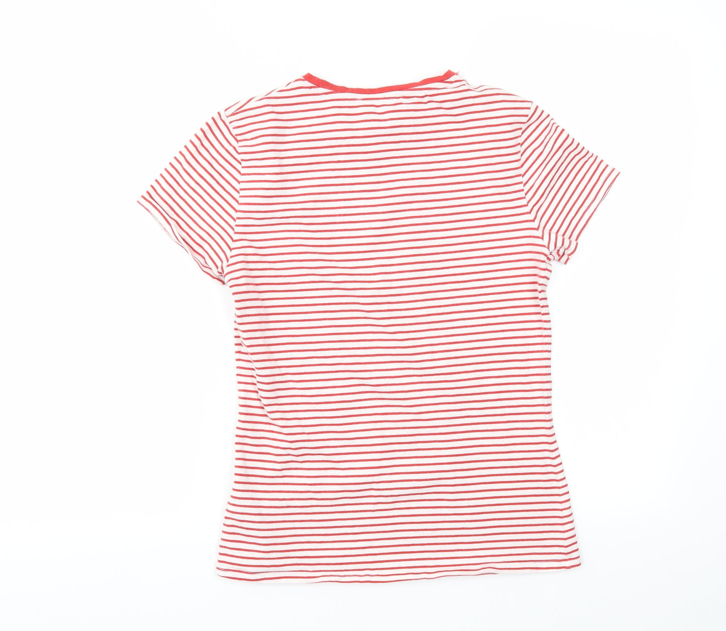 M&S Womens Red Striped  Basic T-Shirt Size 10
